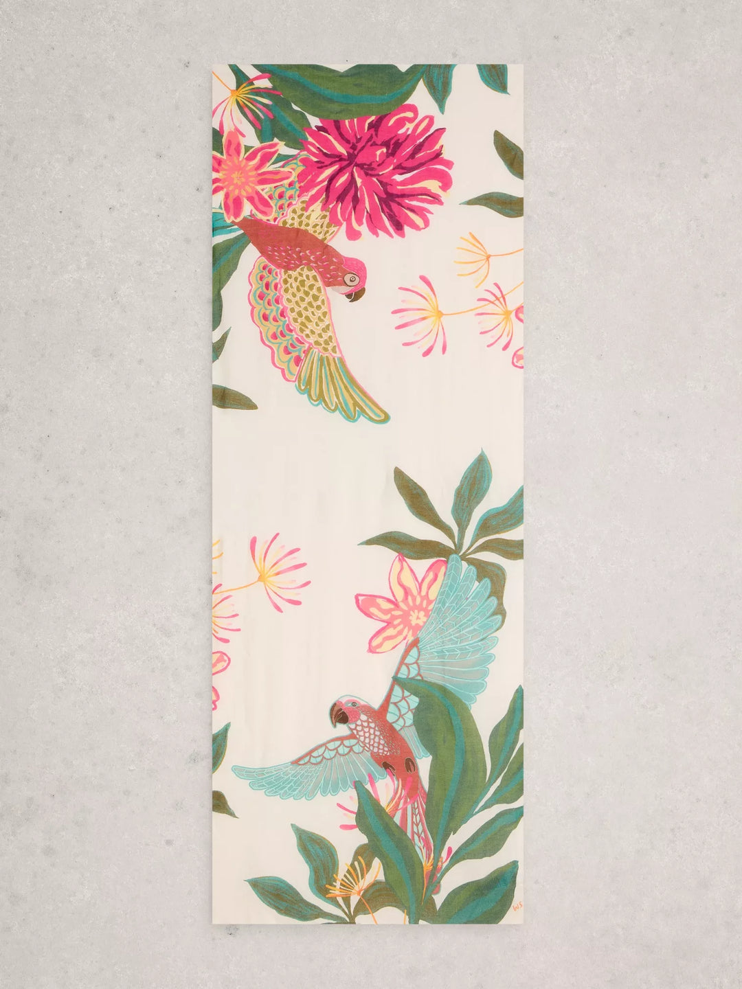 Écharpe mélange de coton biologique Lily - À motif tropical et oiseaux