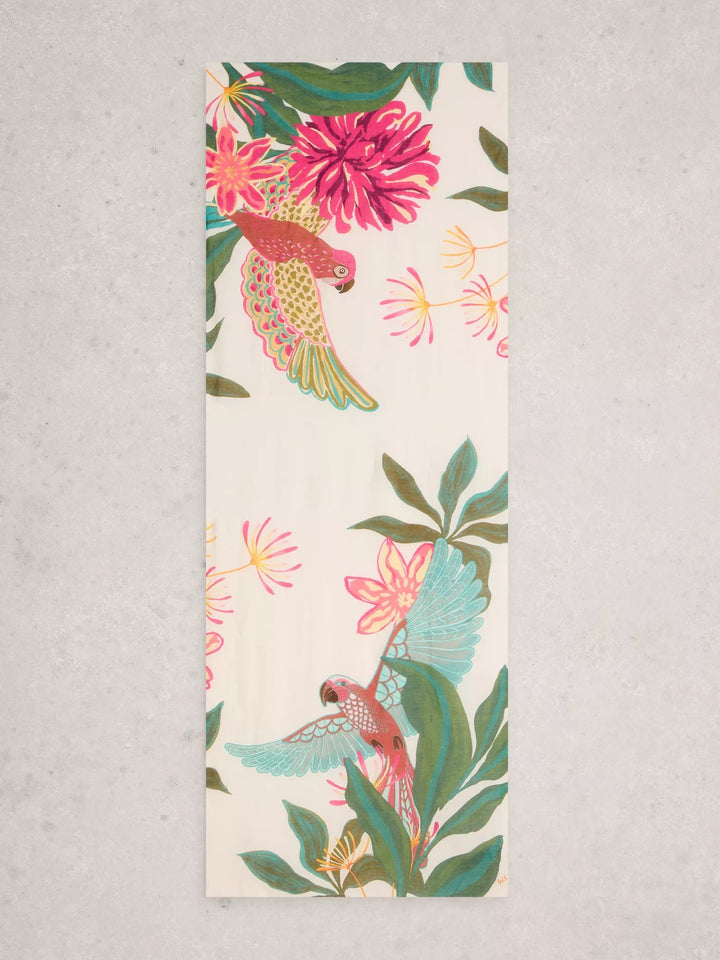 Écharpe mélange de coton biologique Lily - À motif tropical et oiseaux
