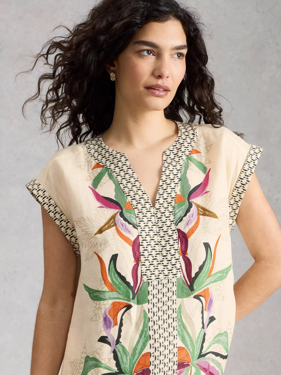 Robe à motif Jilly - Confectionnée en lin naturel