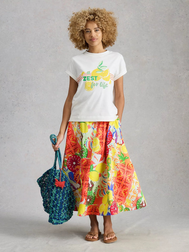 Jupe en coton biologique Darcie - À motif coloré
