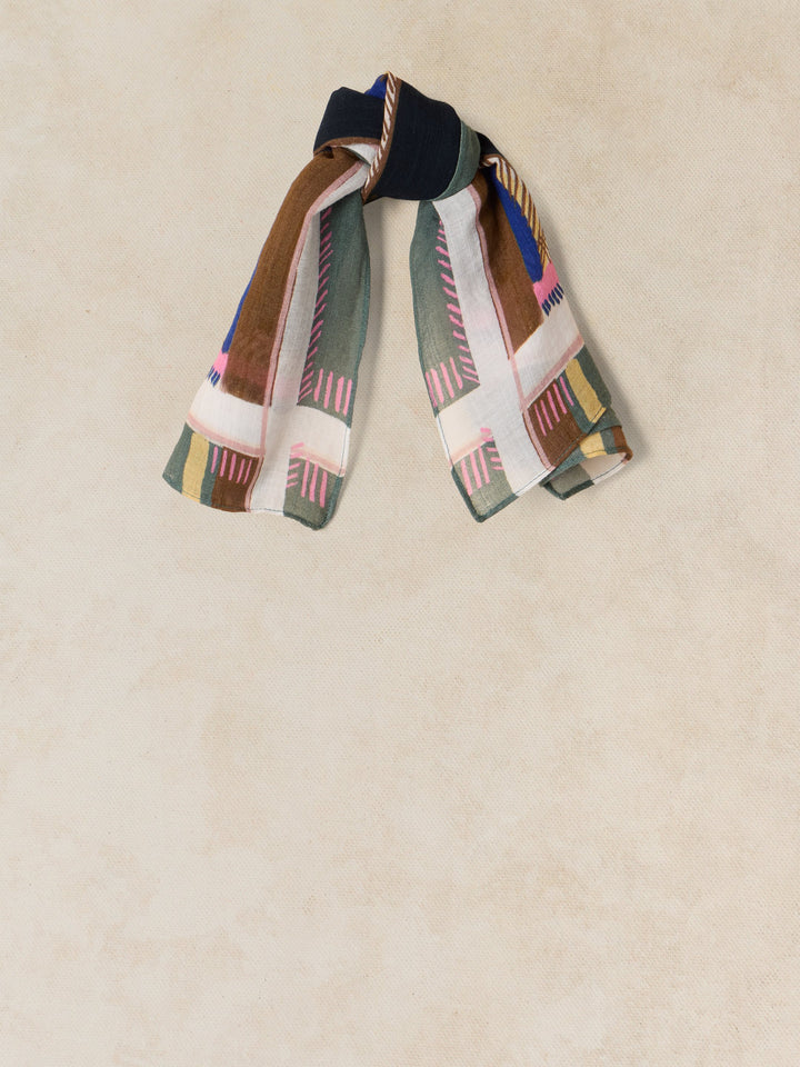 Foulard carré imprimé Emily - Mélange coton biologique