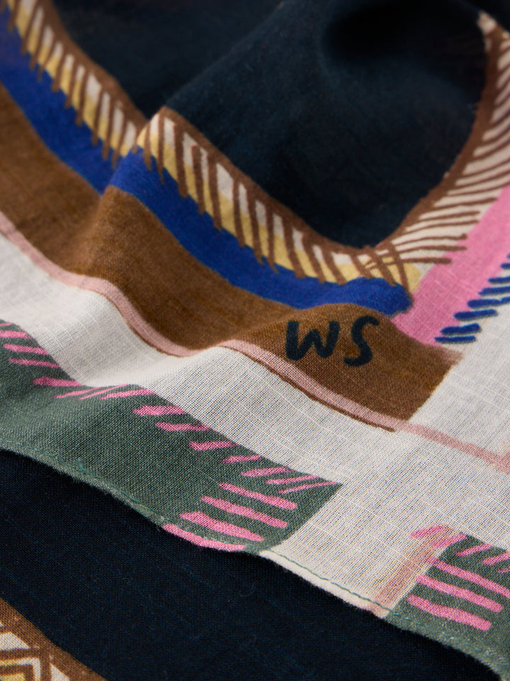 Foulard carré imprimé Emily - Mélange coton biologique