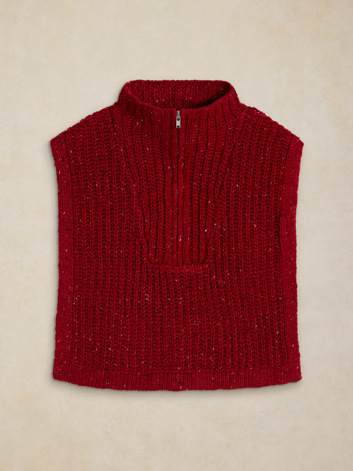 Chauffe-col en maille mouchetée à demi-zip - Matériaux recyclés