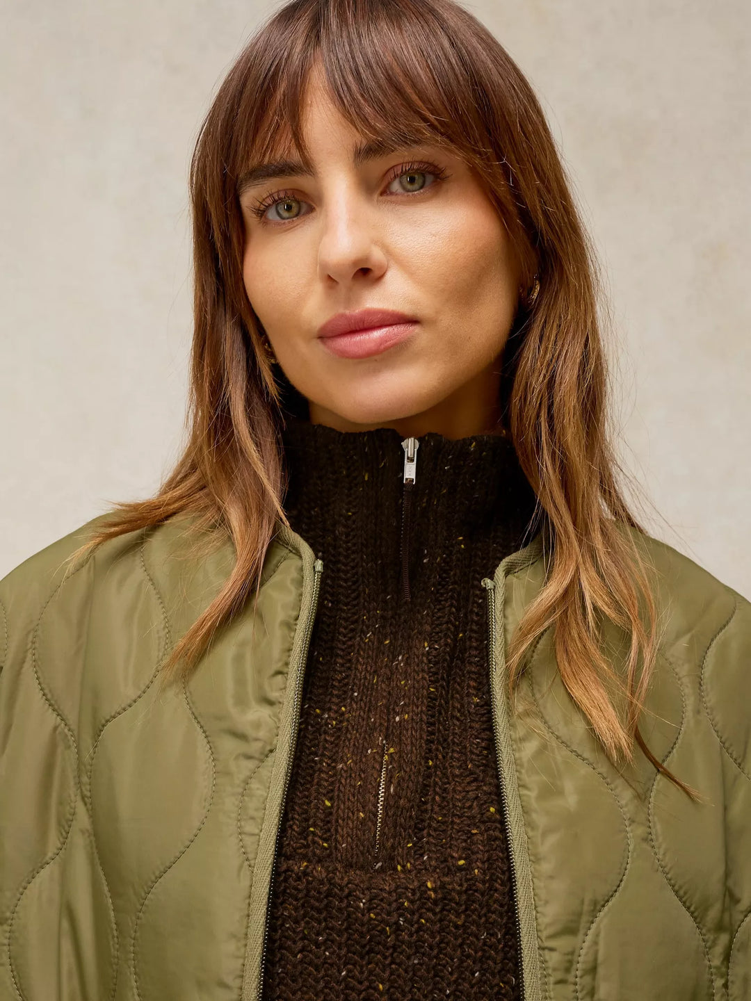 Chauffe-col en maille mouchetée à demi-zip - Matériaux recyclés