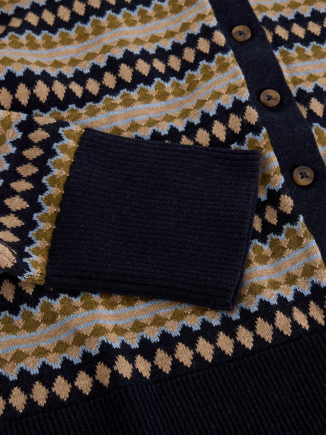 Cardigan en coton biologique à motif traditionnel - Fermeture boutonnée