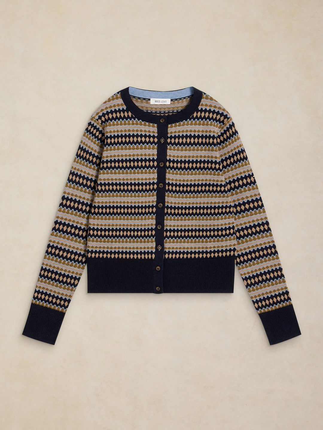 Cardigan en coton biologique à motif traditionnel - Fermeture boutonnée