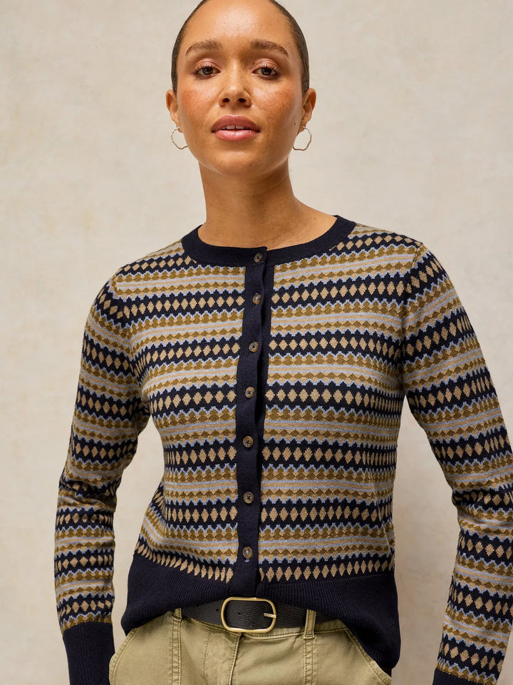 Cardigan en coton biologique à motif traditionnel - Fermeture boutonnée
