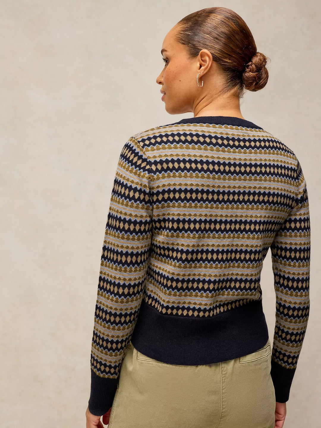 Cardigan en coton biologique à motif traditionnel - Fermeture boutonnée