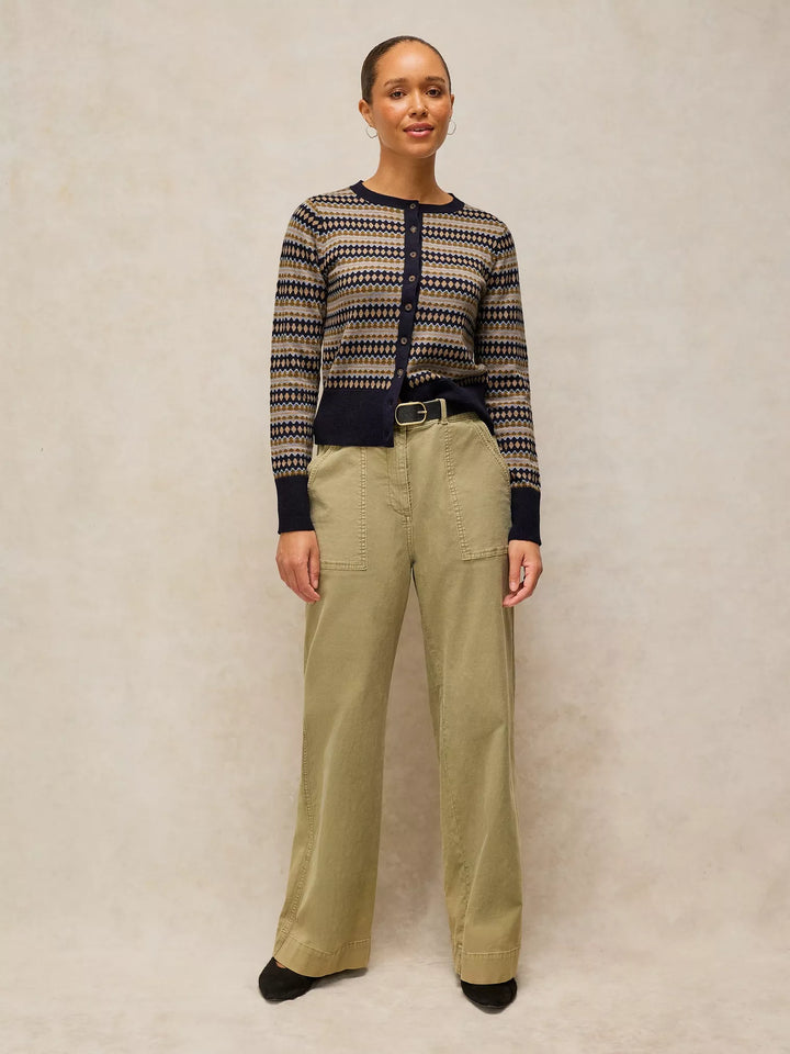 Cardigan en coton biologique à motif traditionnel - Fermeture boutonnée