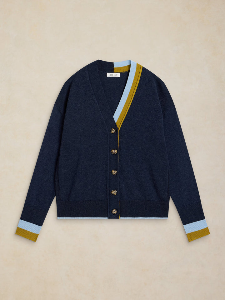 Cardigan en coton biologique et laine mérinos Katie - Boutonnage classique et finitions côtelées