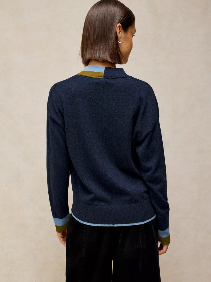 Cardigan en coton biologique et laine mérinos Katie - Boutonnage classique et finitions côtelées
