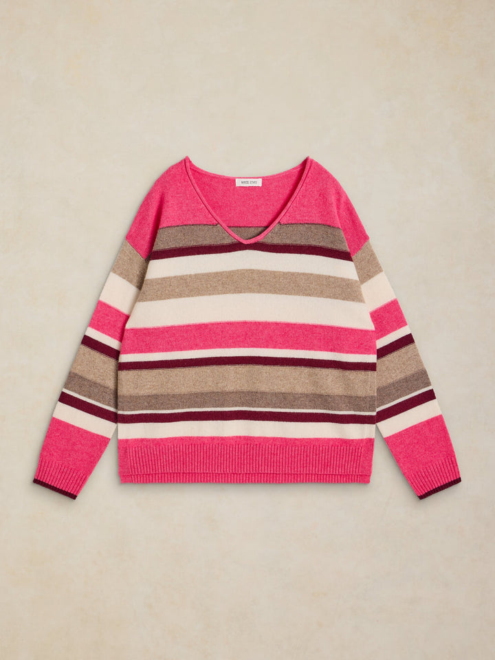 Tricot douillet à rayures colorées Sansa - Laine et coton biologique