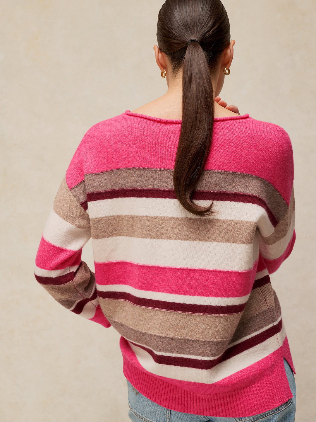 Tricot douillet à rayures colorées Sansa - Laine et coton biologique