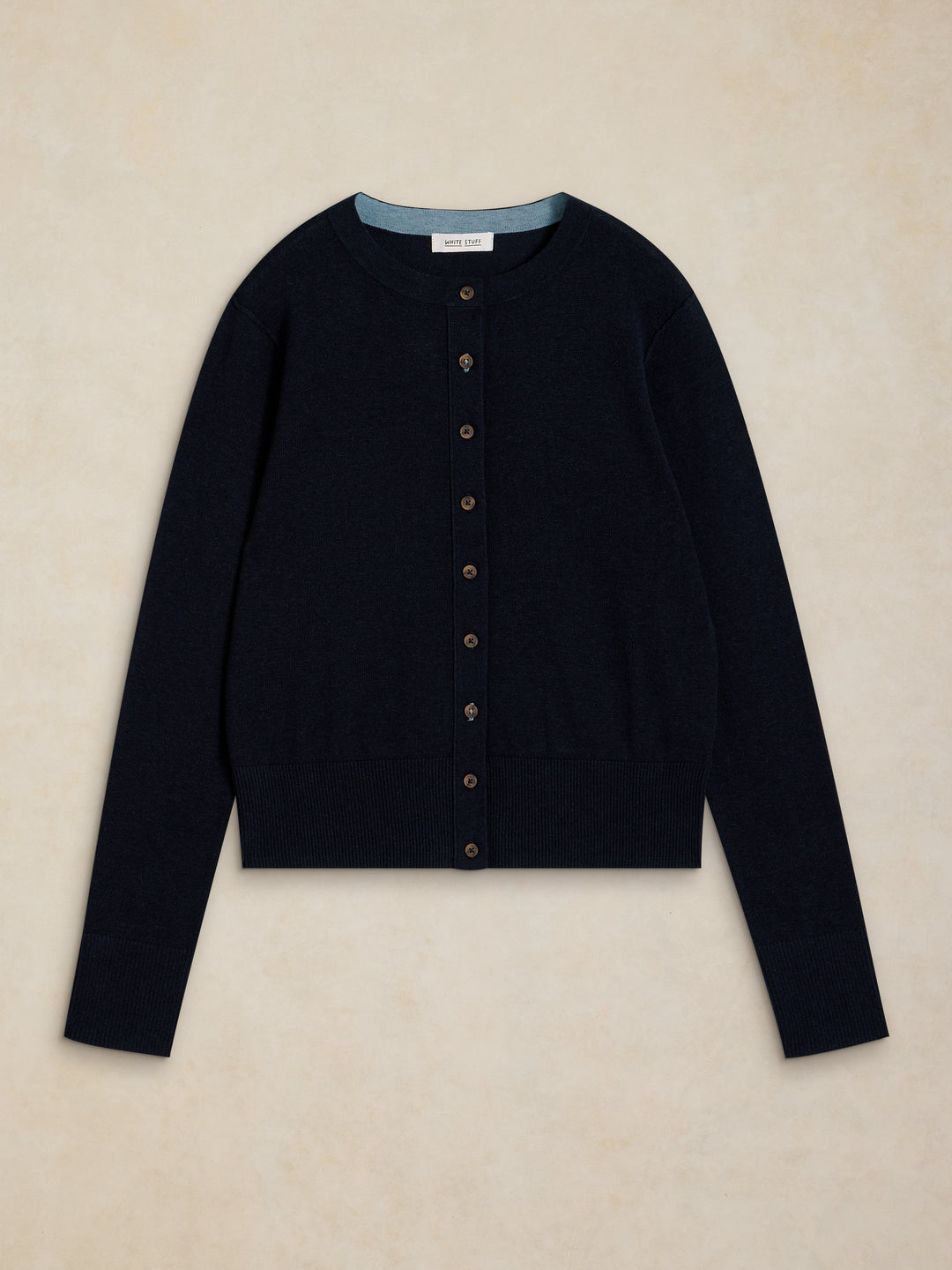 Gilet boutonné en coton biologique Lois - À col rond et manches longues