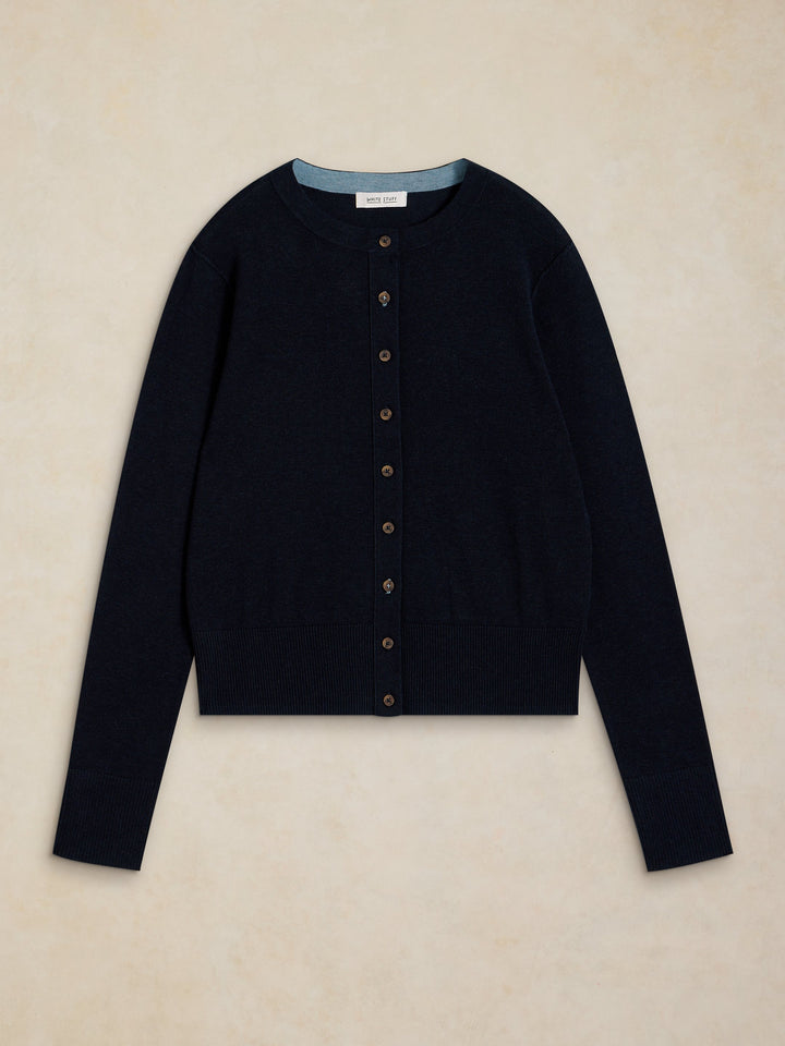 Gilet boutonné en coton biologique Lois - À col rond et manches longues