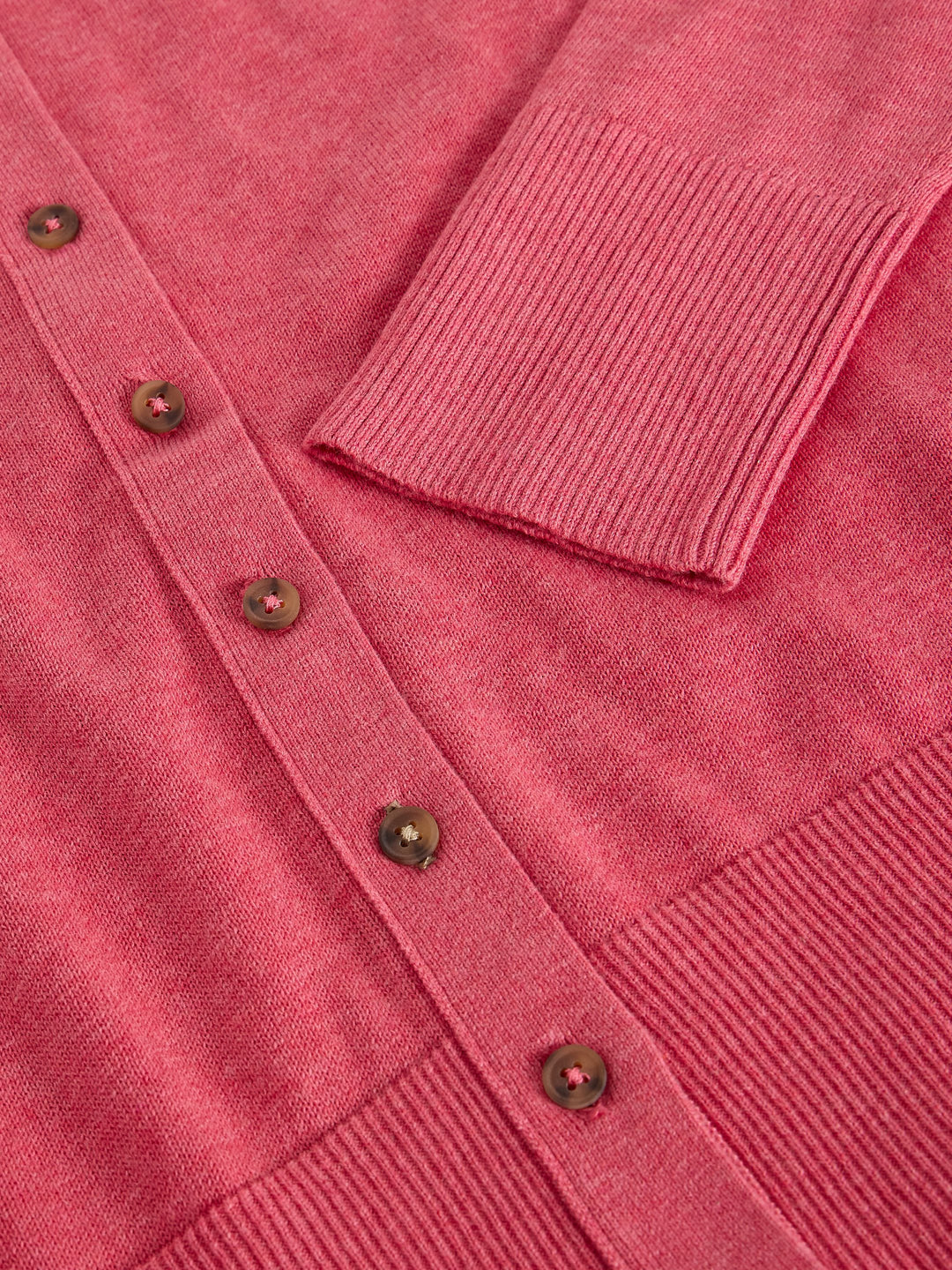Gilet boutonné en coton biologique Lois - À col rond et manches longues