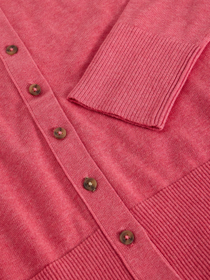 Gilet boutonné en coton biologique Lois - À col rond et manches longues