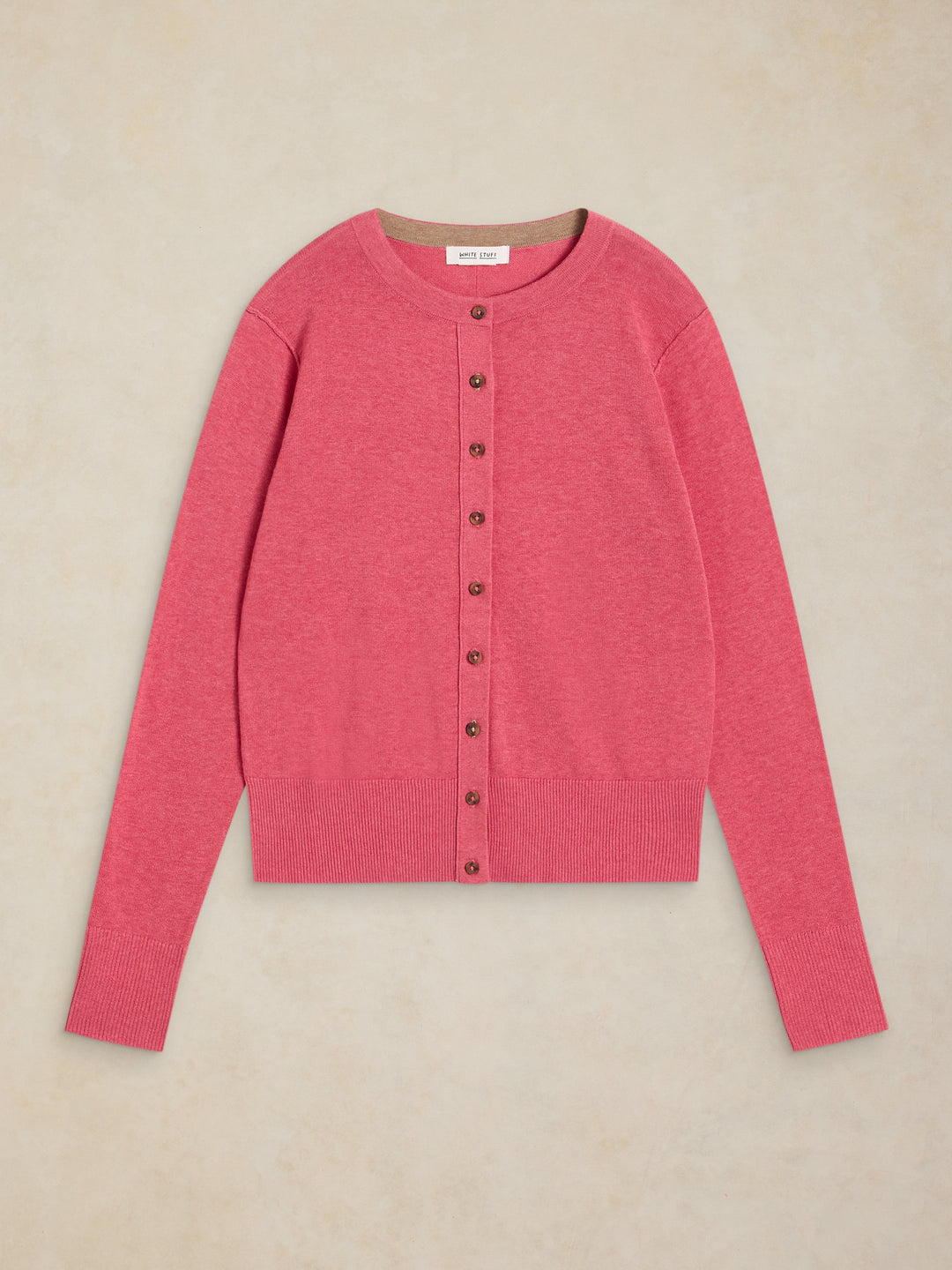 Gilet boutonné en coton biologique Lois - À col rond et manches longues