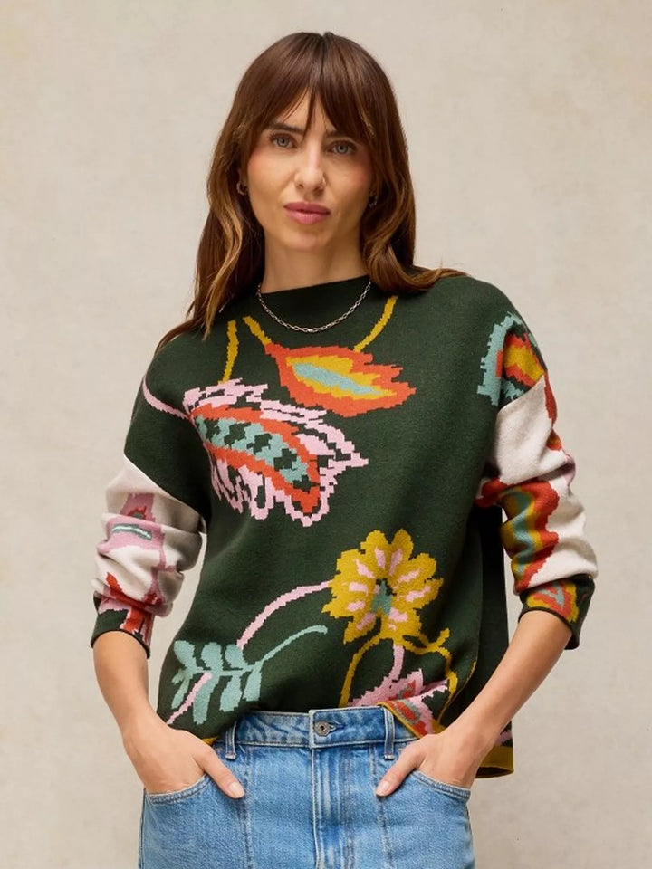 Haut en viscose EcoVero Fabia - Avec motifs floraux et manches longues