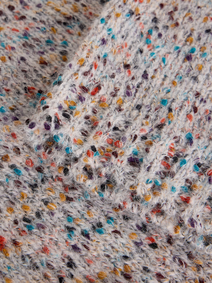 Chandail en maille texturée à col en V - Fibres recyclées et finitions côtelées
