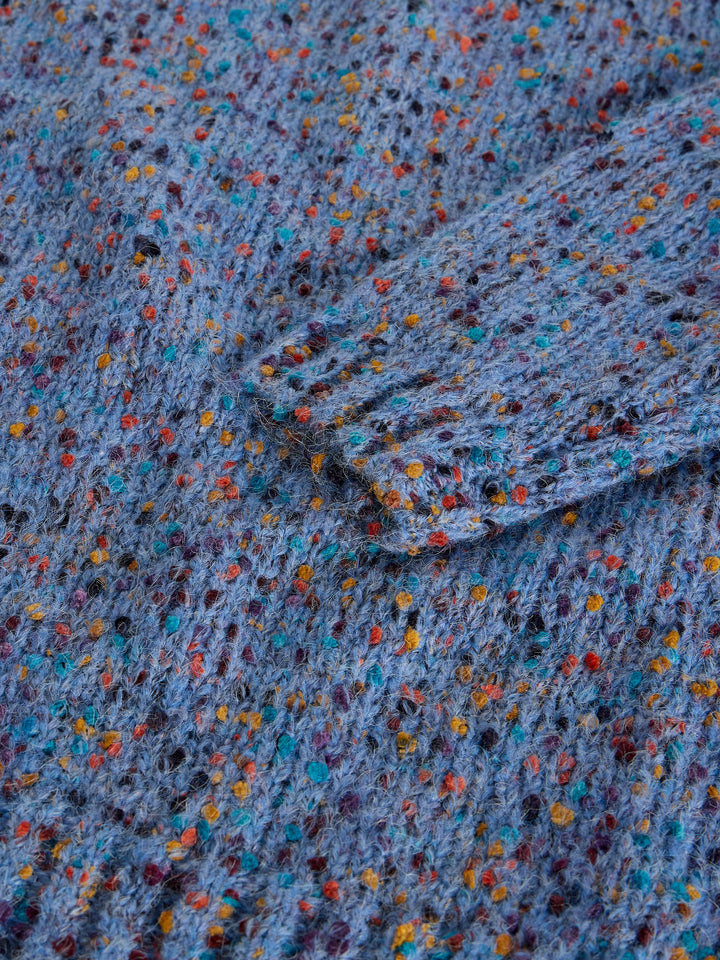 Chandail en maille texturée à col en V - Fibres recyclées et finitions côtelées