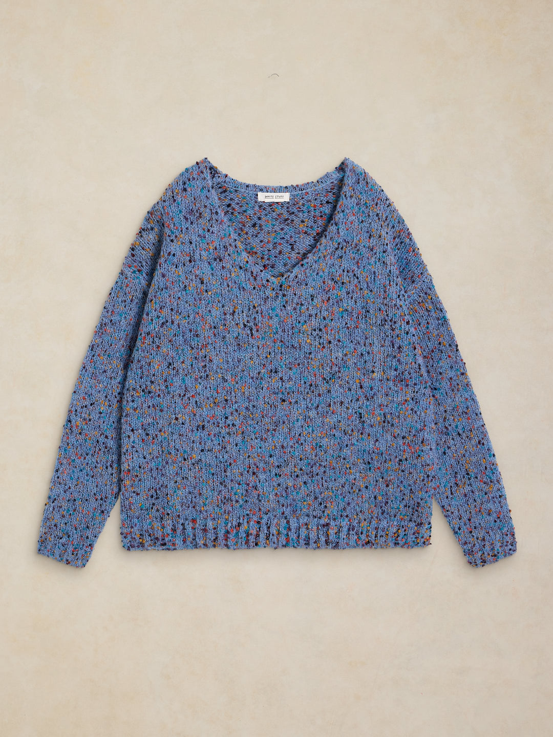 Chandail en maille texturée à col en V - Fibres recyclées et finitions côtelées