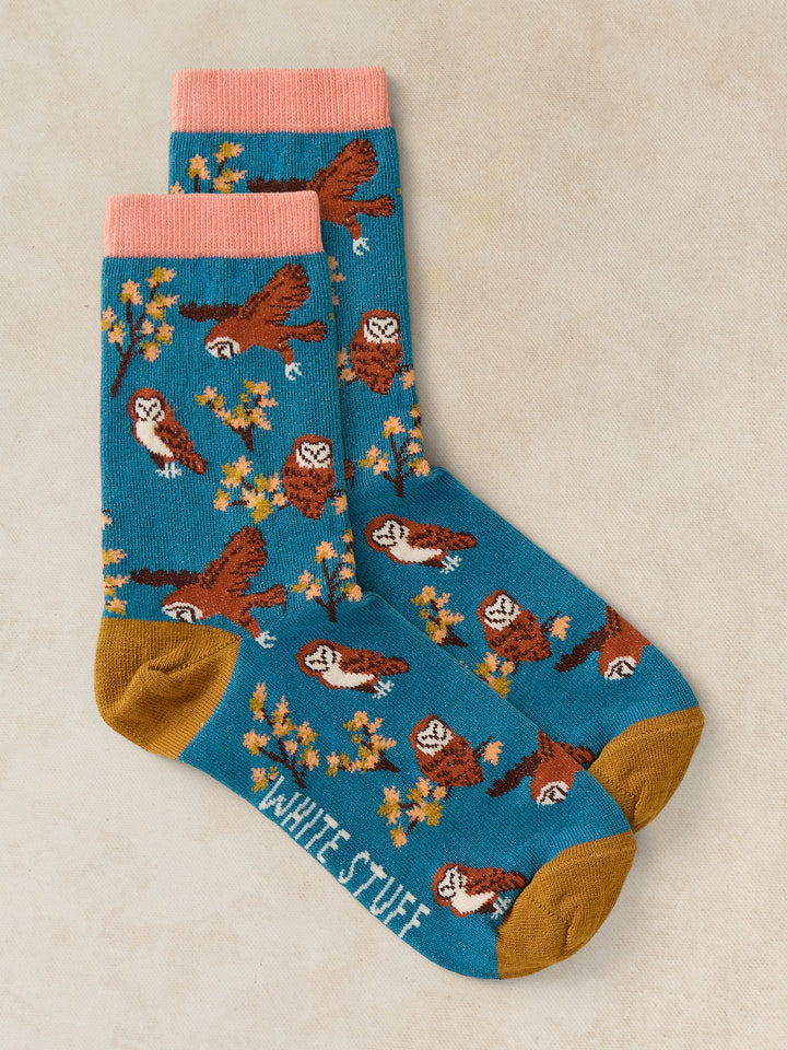 Chaussettes de cheville en coton biologique - À motif artistique et confort extensible