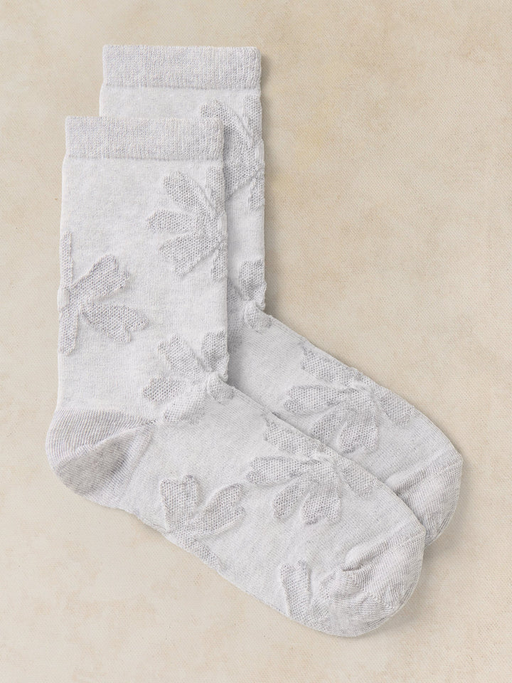 Chaussettes de cheville en coton biologique - Délicat motif floral texturé