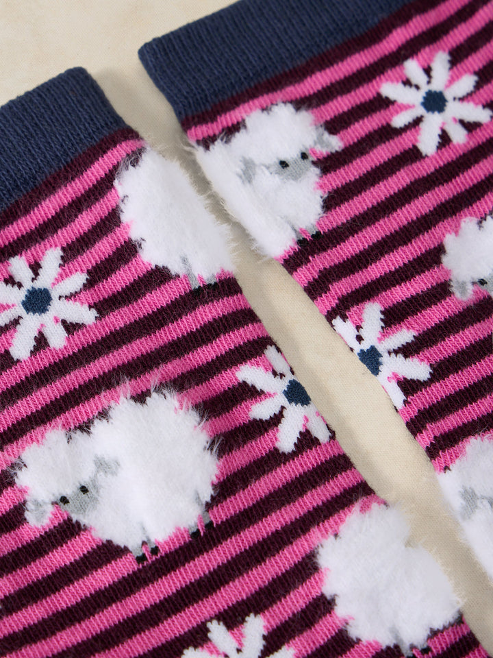 Chaussettes confortable en coton biologique - Au motif de moutons texturés
