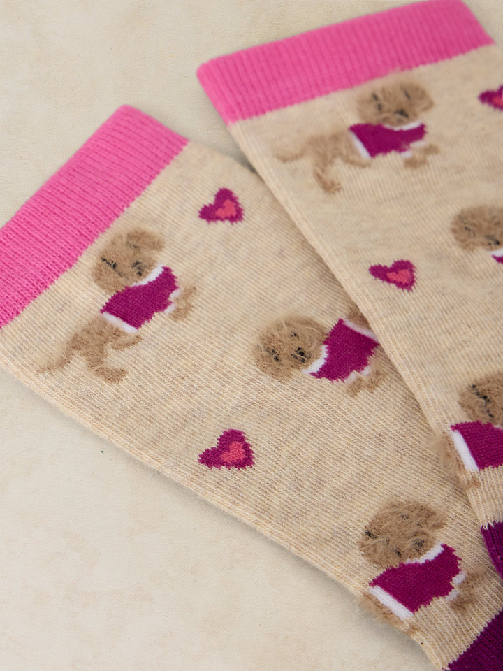 Chaussettes de cheville au motif de teckel en coton biologique - Doux et extensibilité idéale