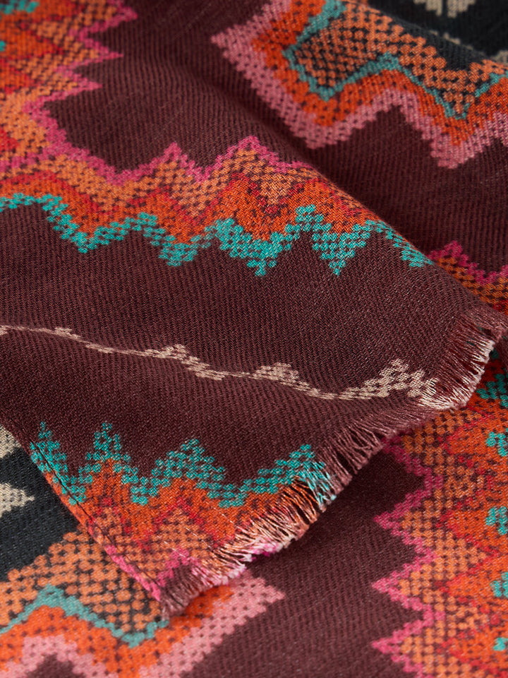 Foulard imprimé mi-lourd Mia - En coton et laine mélangés