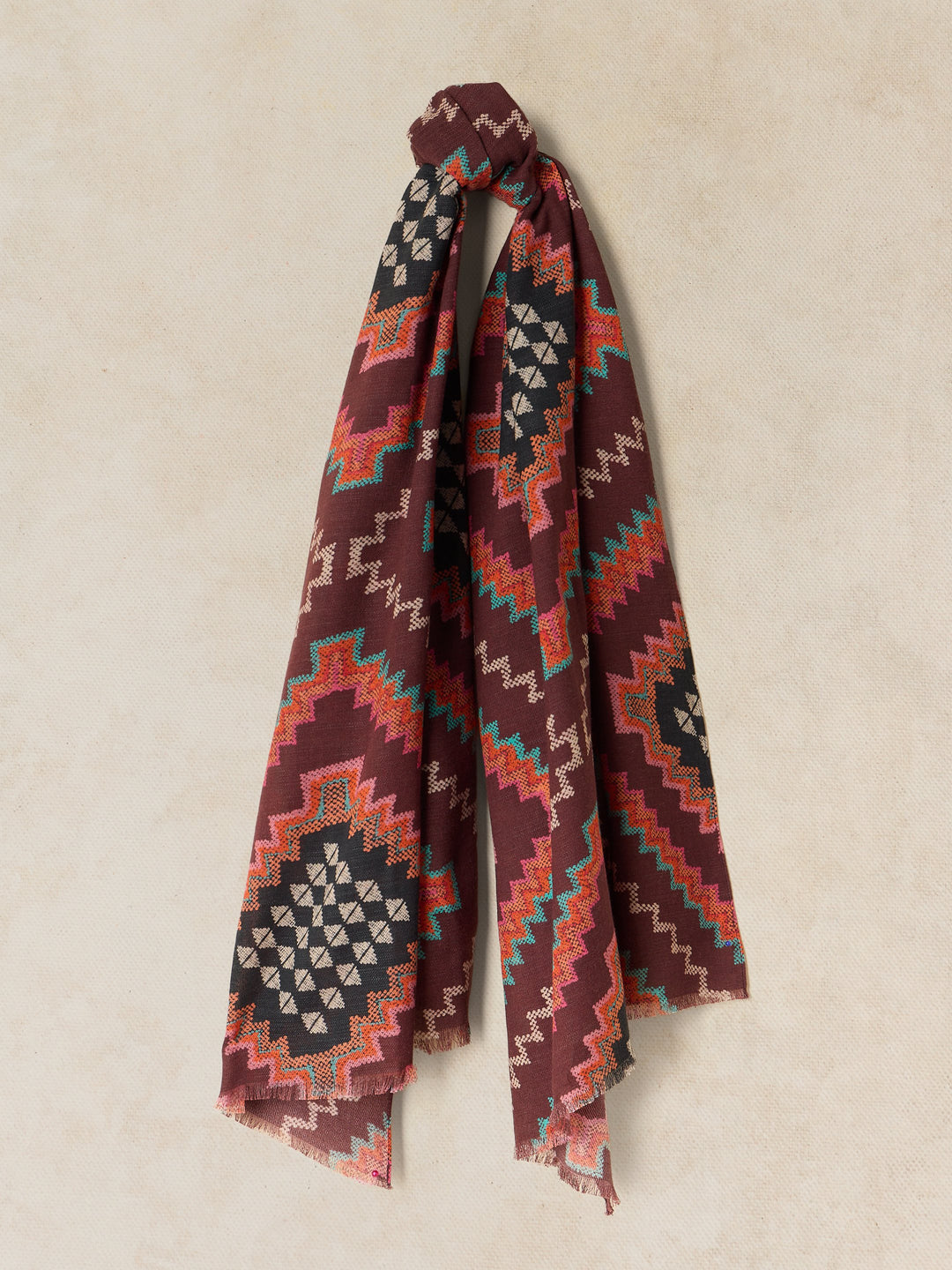 Foulard imprimé mi-lourd Mia - En coton et laine mélangés