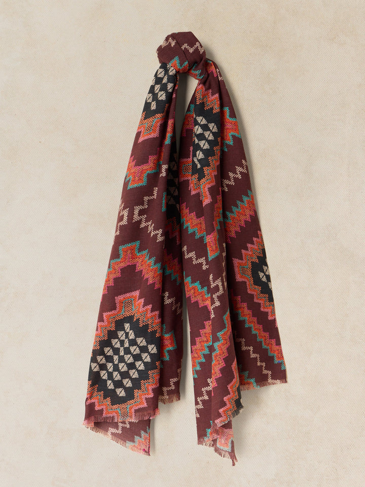 Foulard imprimé mi-lourd Mia - En coton et laine mélangés