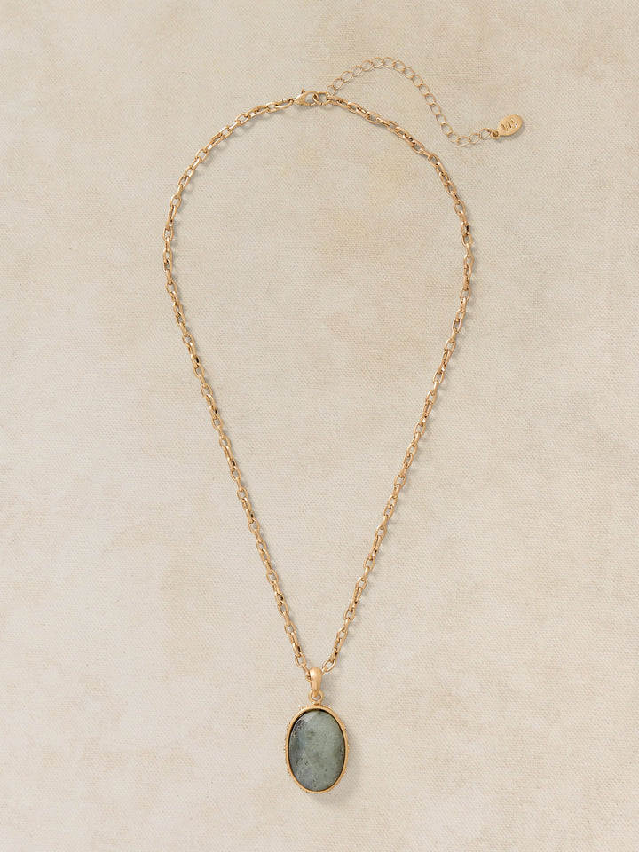 Collier pendentif médaillon - À pierre semi-précieuse