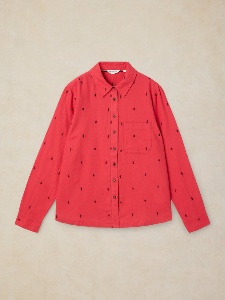 Chemise classique en coton biologique Sophie - Avec poches plaquées et détails brodés
