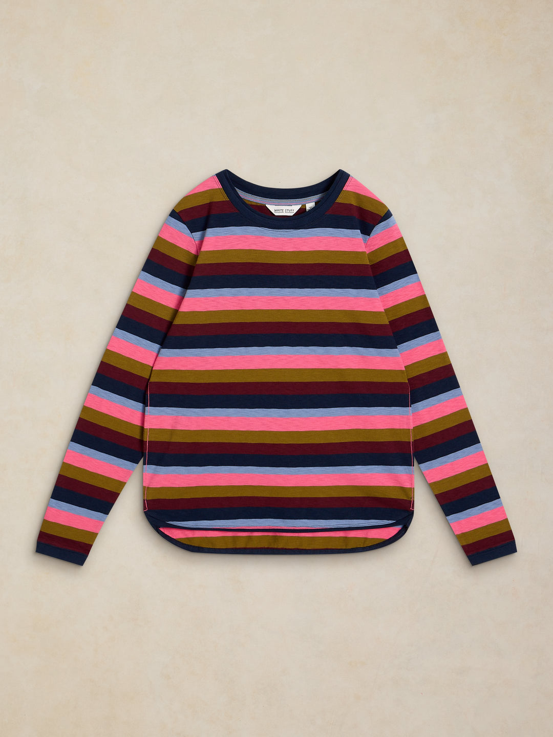Haut à manches longues en coton équitable Clara - Rayures multicolores
