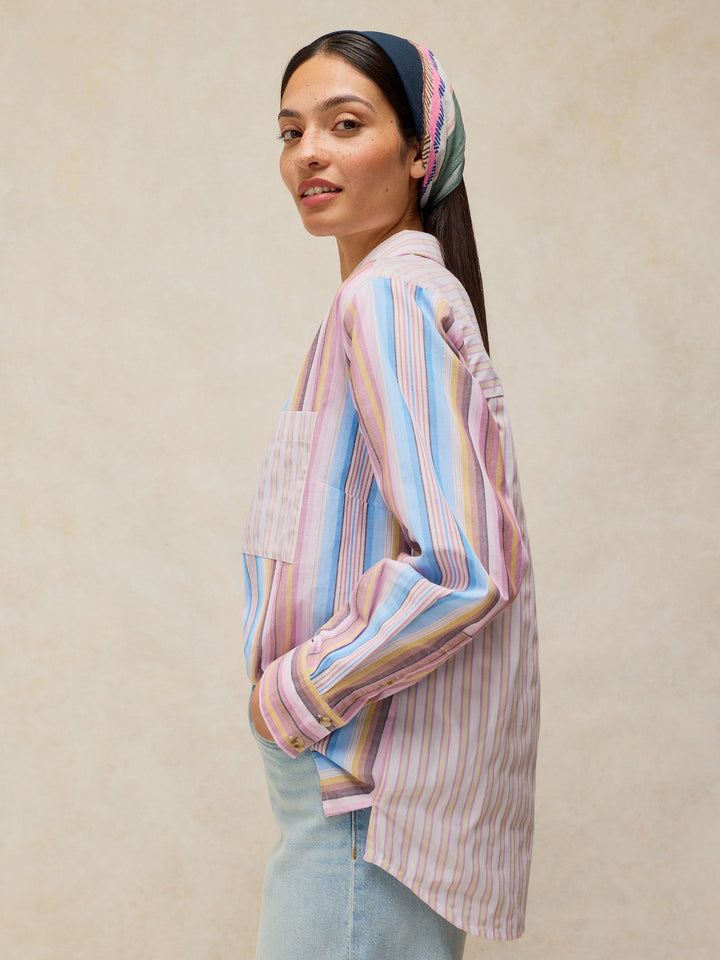 Chemise rayée en coton biologique Saffie - Look décontracté