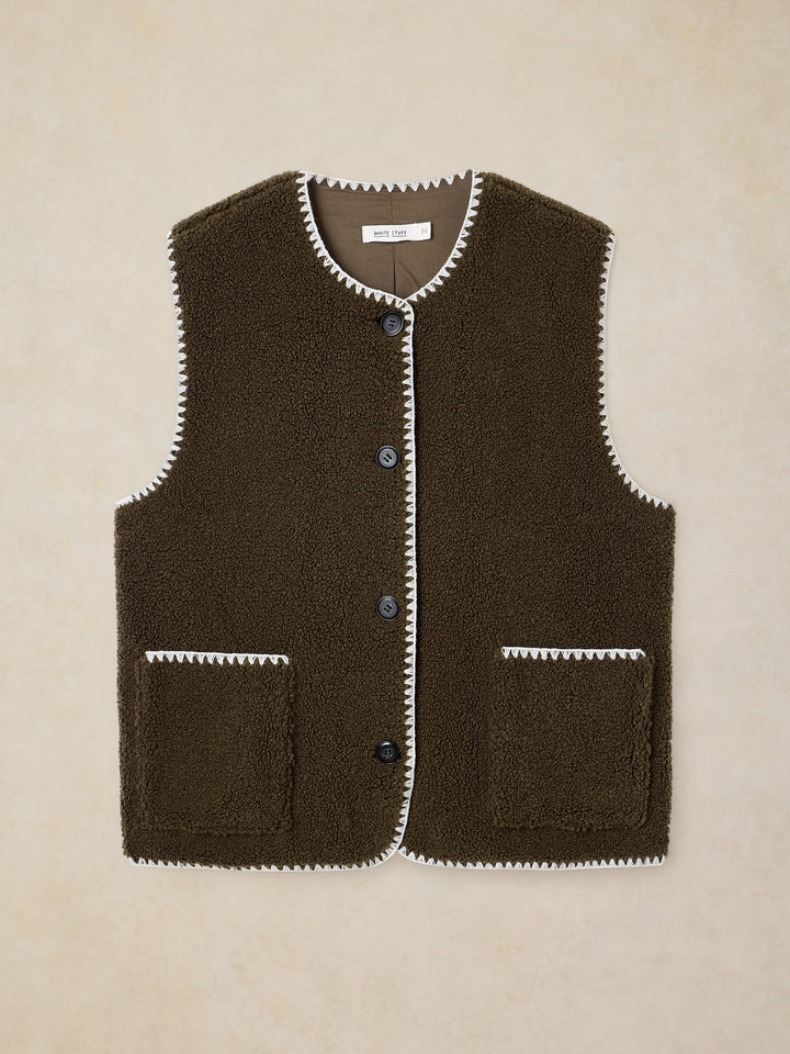 Gilet texturé en molleton recyclé  - Coupe droite classique