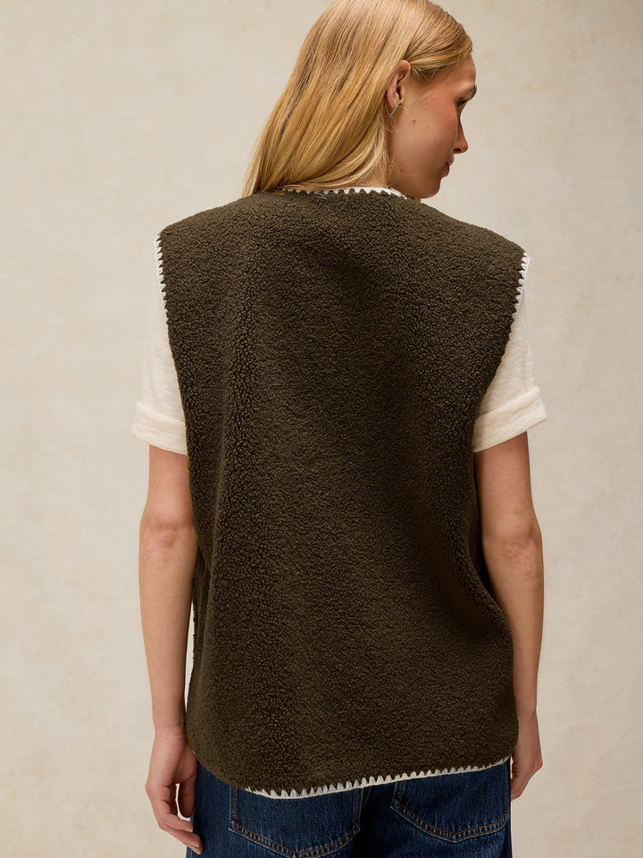 Gilet texturé en molleton recyclé  - Coupe droite classique