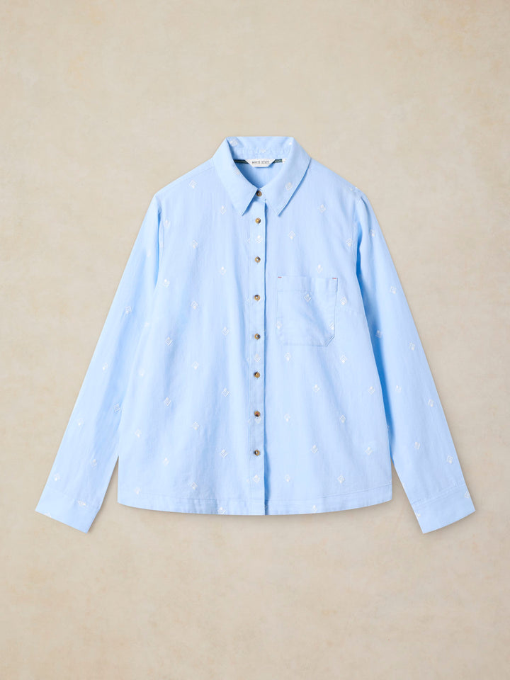 Chemise brodée à boutons Liddy - À manches longues