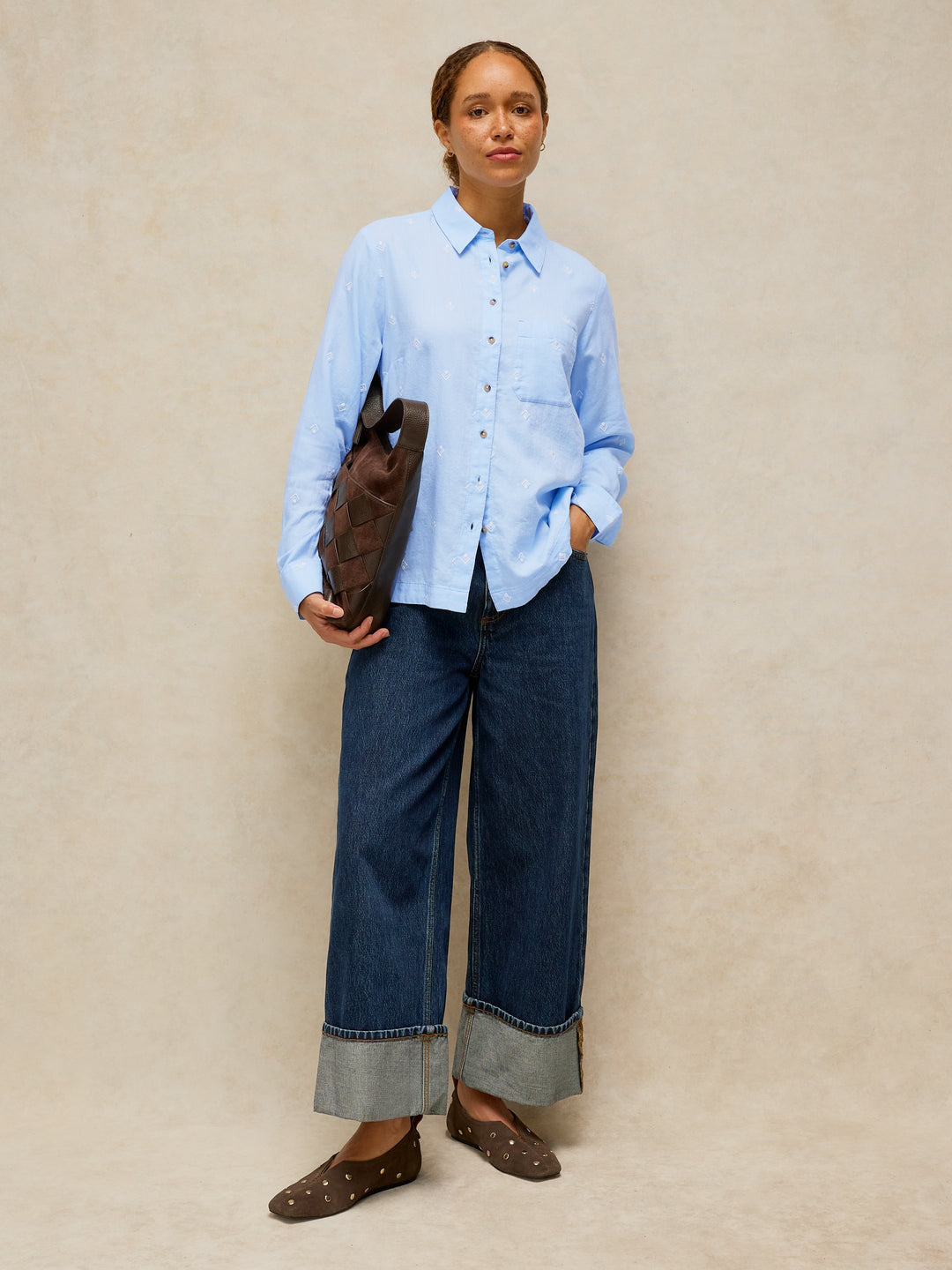 Chemise brodée à boutons Libby - À manches longues