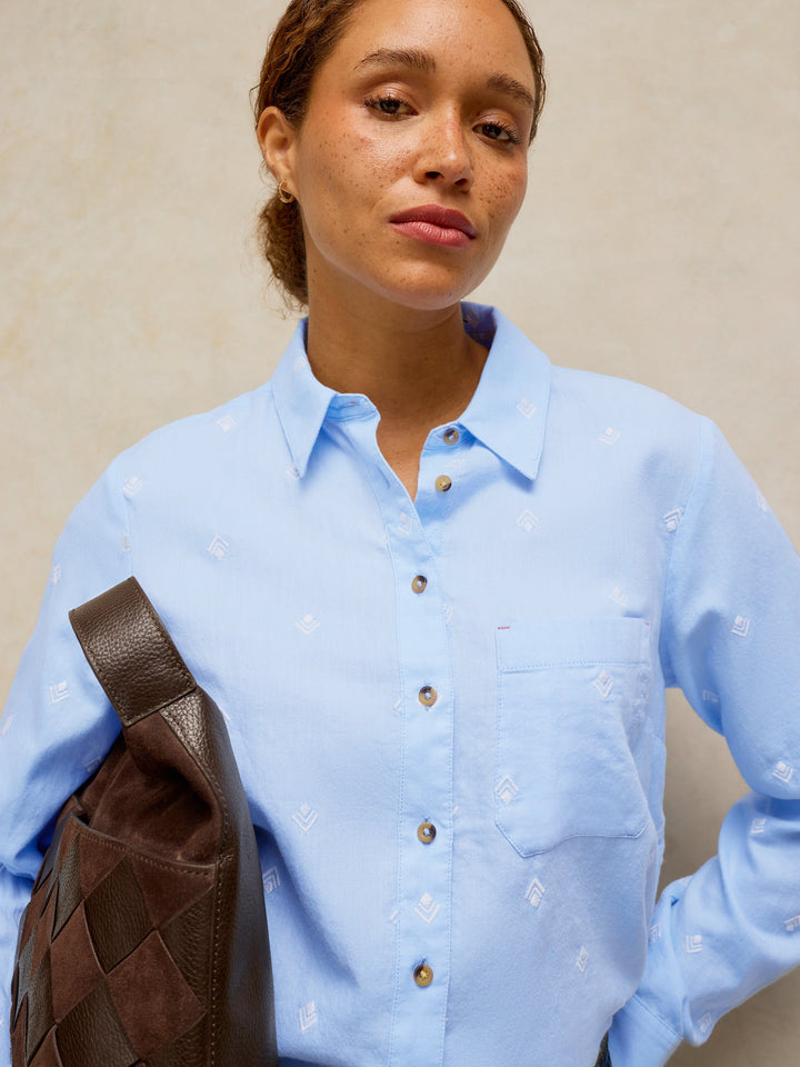 Chemise brodée à boutons Libby - À manches longues