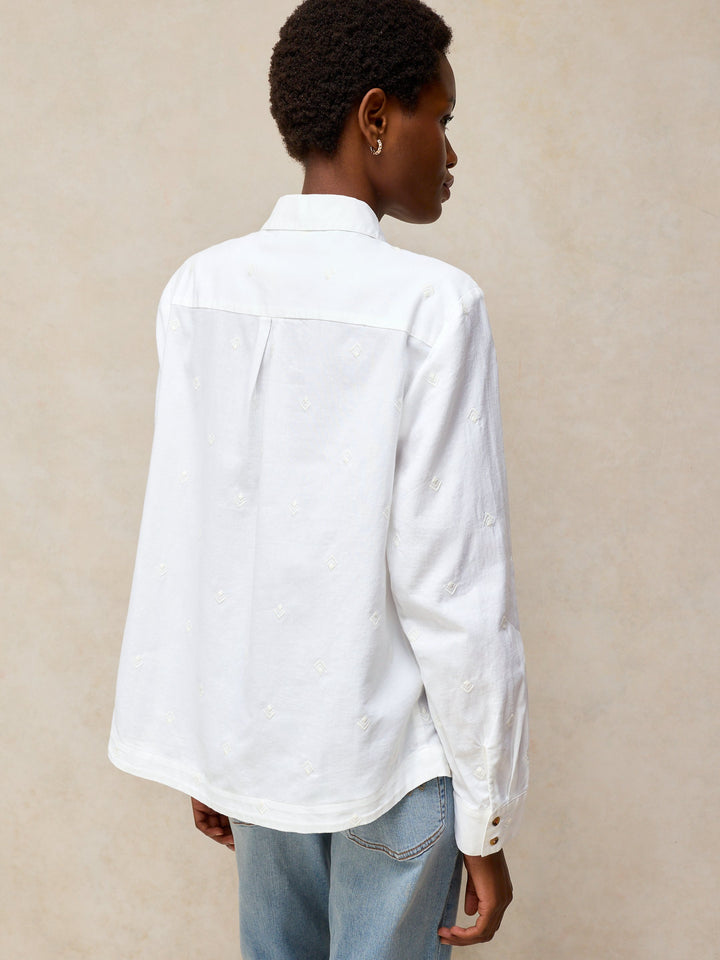 Chemise brodée à boutons Libby - À manches longues