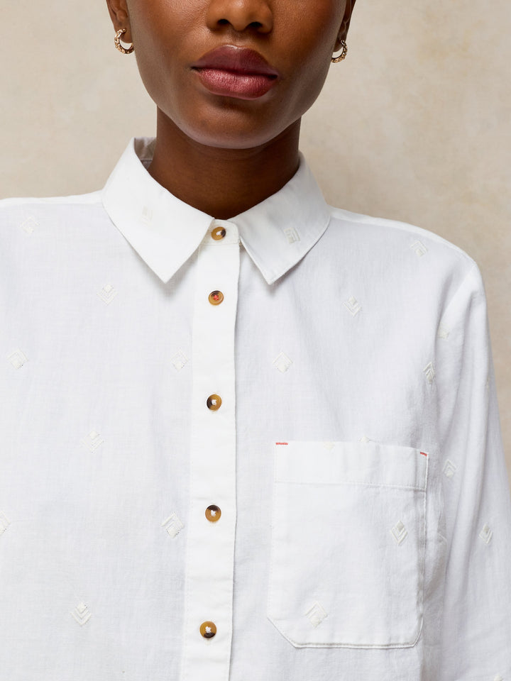 Chemise brodée à boutons Libby - À manches longues