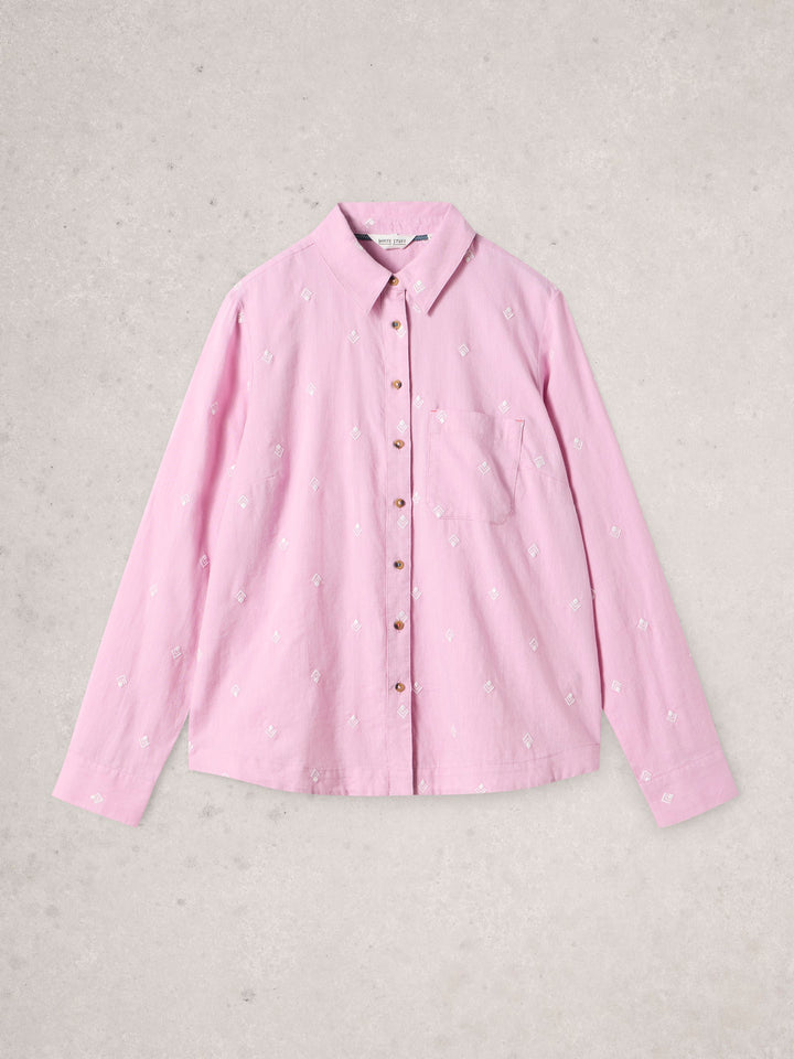 Chemise brodée à boutons Liddy - À manches longues