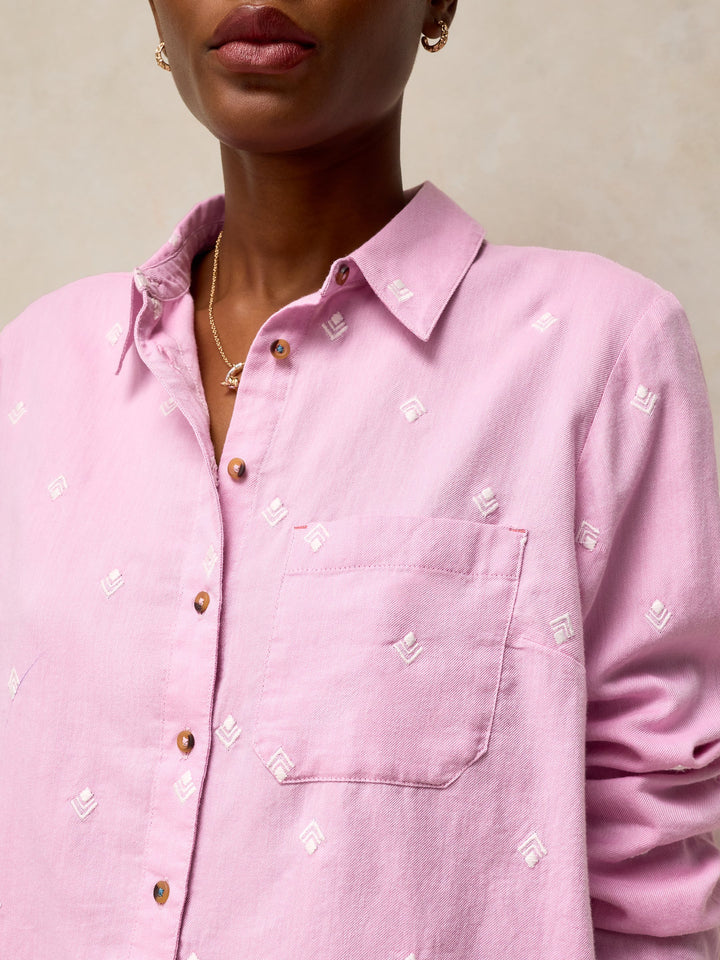 Chemise brodée à boutons Libby - À manches longues