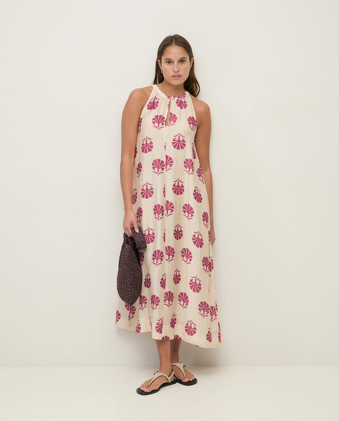 Robe longue à col licou - En mélange de lyocell