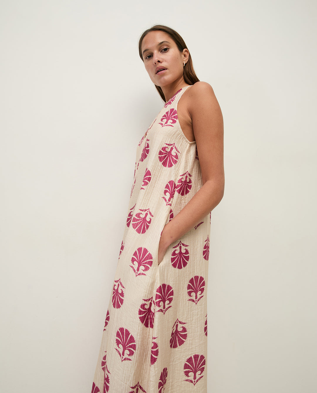 Robe longue à col licou - En mélange de lyocell