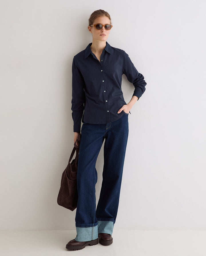 Chemise classique à manches longues - En pur coton