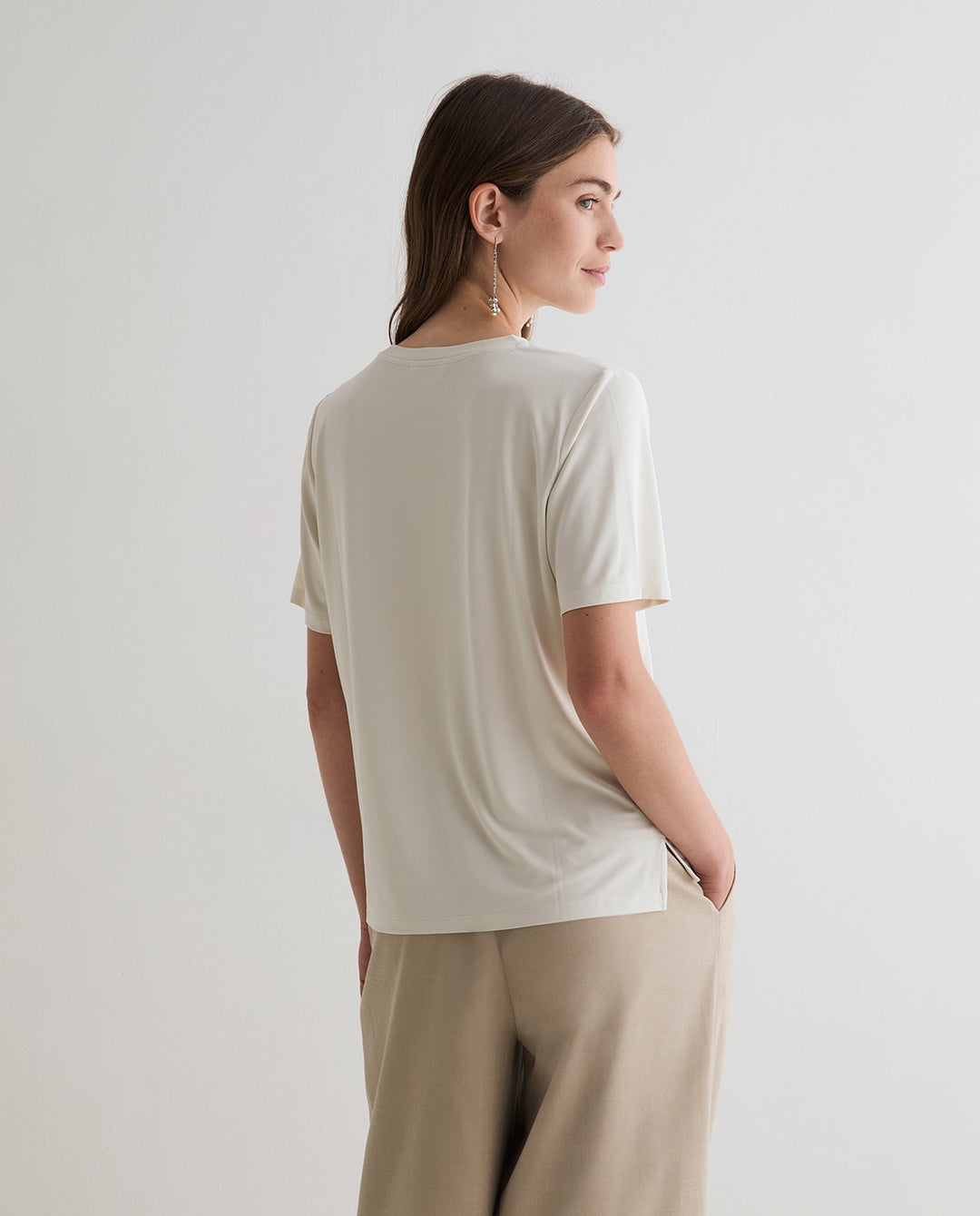 T-shirt à manches courtes en modal extensible - Design épuré